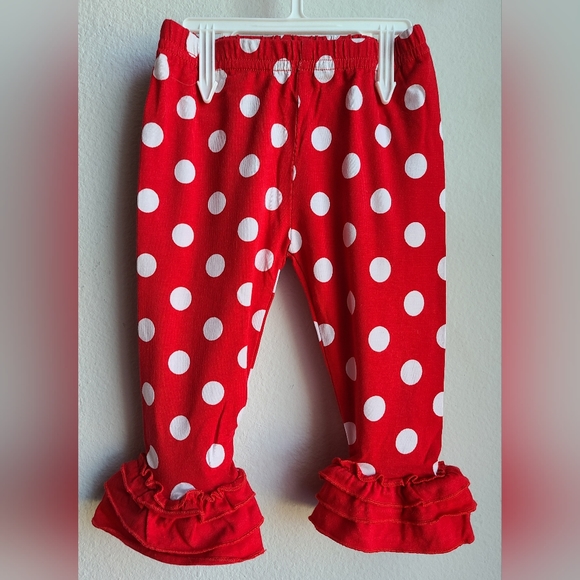 NWT- One Posh Kid- Girl's Christmas SL Red White Polka Dot Set, Sz 12 M - Picture 6 of 6